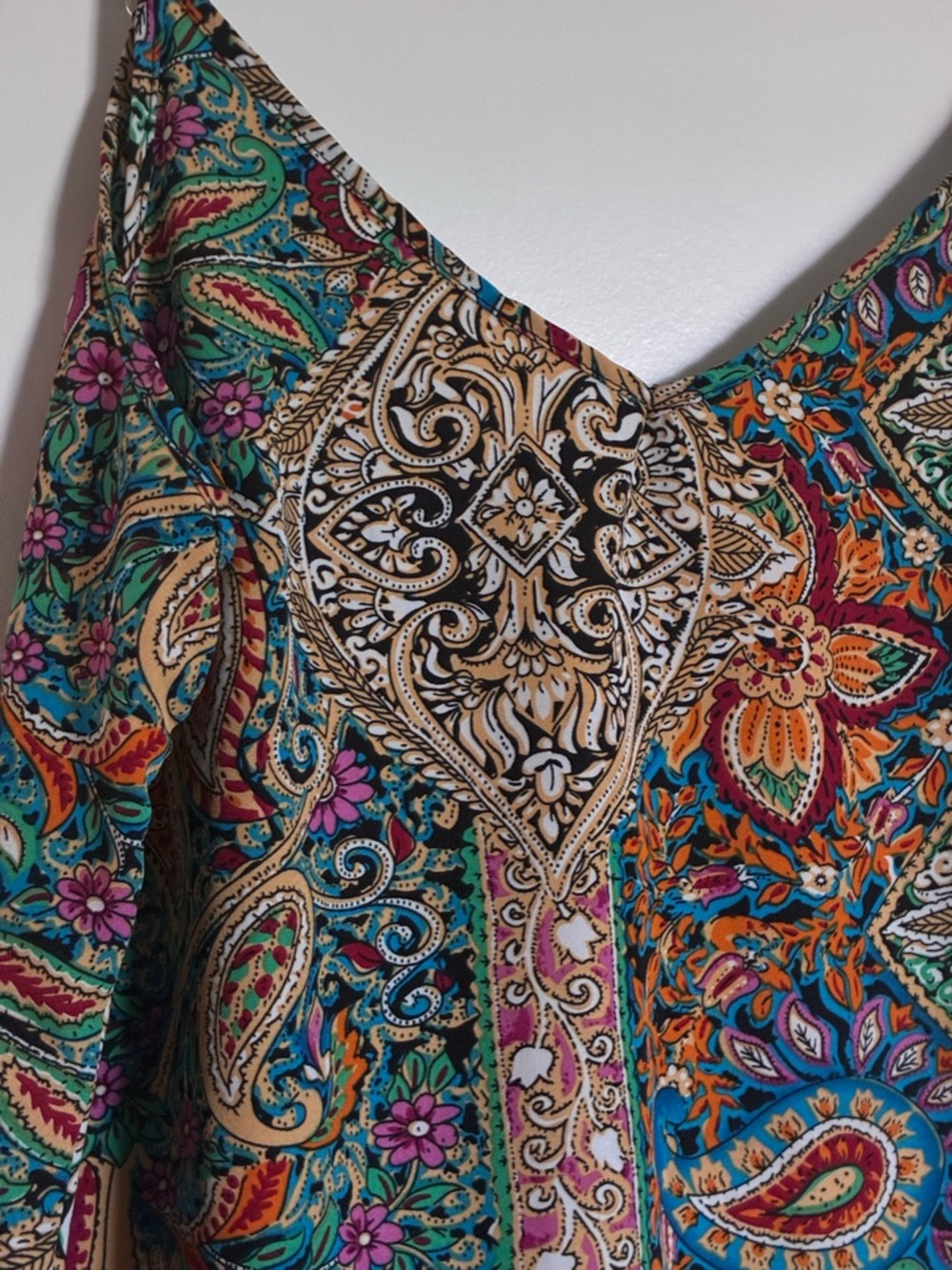 SHEIN Teal Purple Orange Paisley Slip Dress - Picture 4 of 10